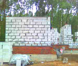 Начато возведение стен и несущих конструкций коттеджа